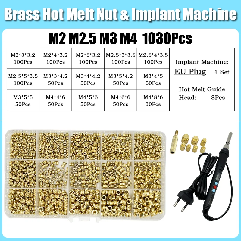

Латунная вставка для термоплавкого сплава, насадка для гайки M3 M4 M5 M6, встраиваемый нагревательный инструмент для пластикового 3D-принтера, паяльника
