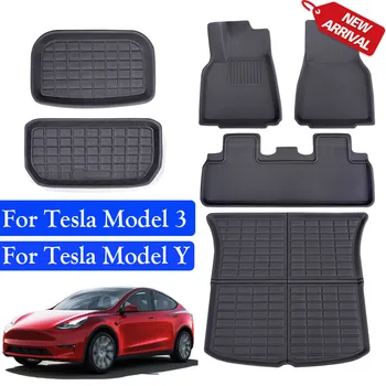 Full Set Floor Mats Front Trunk Mats for Tesla Model 3 Y 2021 2022  Fully Surrounded Special Floor Mats TPE XPE Car Accessories