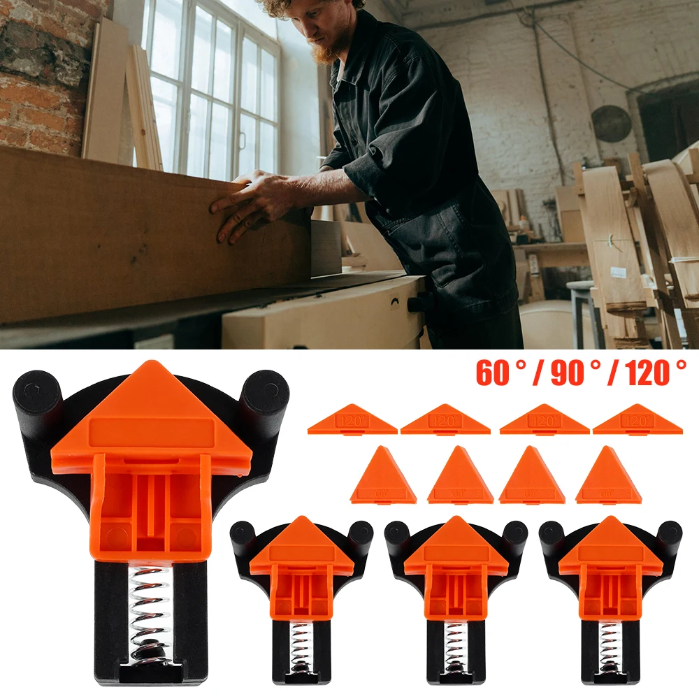 

4 PCS 60/90/120 Degrees Wood Corner Right Angle Clamps DIY Hand Tools Fixing Clips Multi-Angle Fixer for Taper,T Joints,Plate