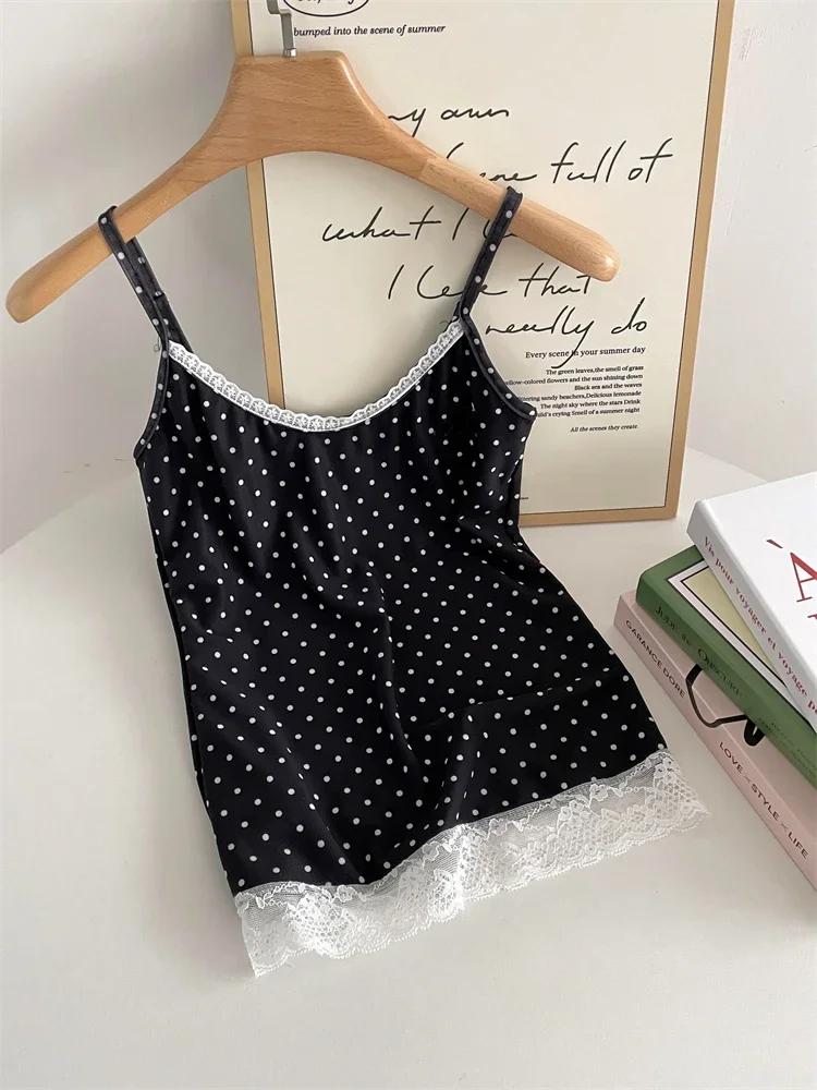 Милые милые кружевные майки для женщин корейская мода уличная одежда Y2k в стиле