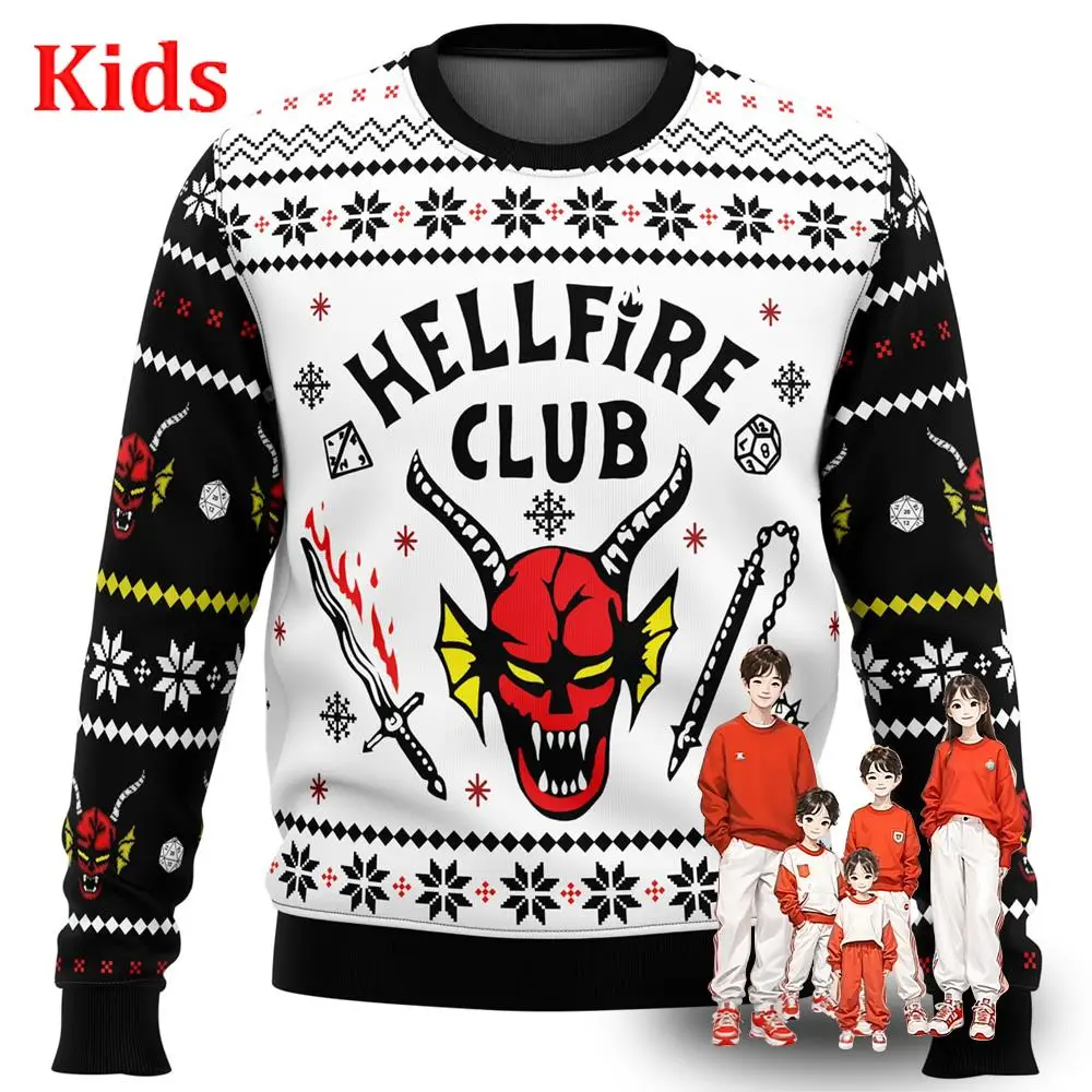 

Рождественский свитер «очень странные дела», Рождественский свитер, Подарочный пуловер с Санта-Клаусом, детская трехмерная Толстовка и топ на осень и зиму