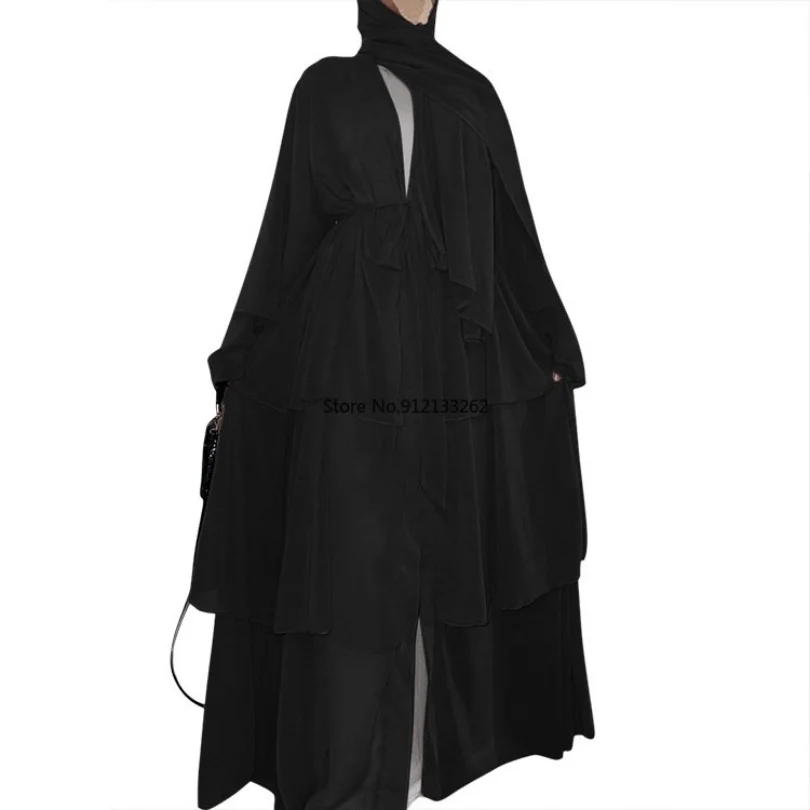 Abaya Dress Spring Summer Muslim Women Fashion Style Long Sleeve V-neck Polyester Long Abaya  Hijab Dress Muslim Dress Women