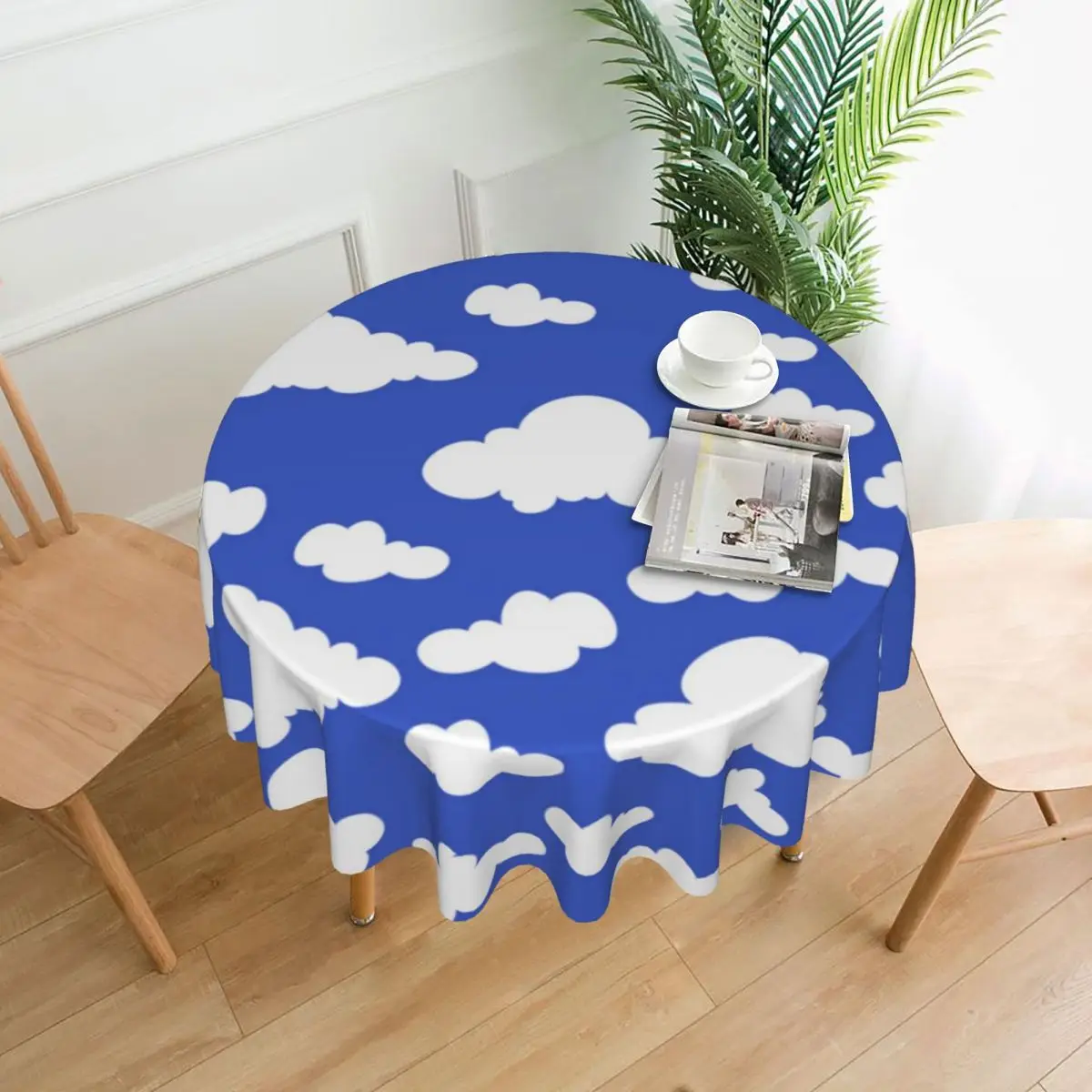 Cartoon Cloud Tablecloth Cloudy Blue Sky Protector Restaurant Table Cover Retro Printed Polyester Cheap Table Cloth