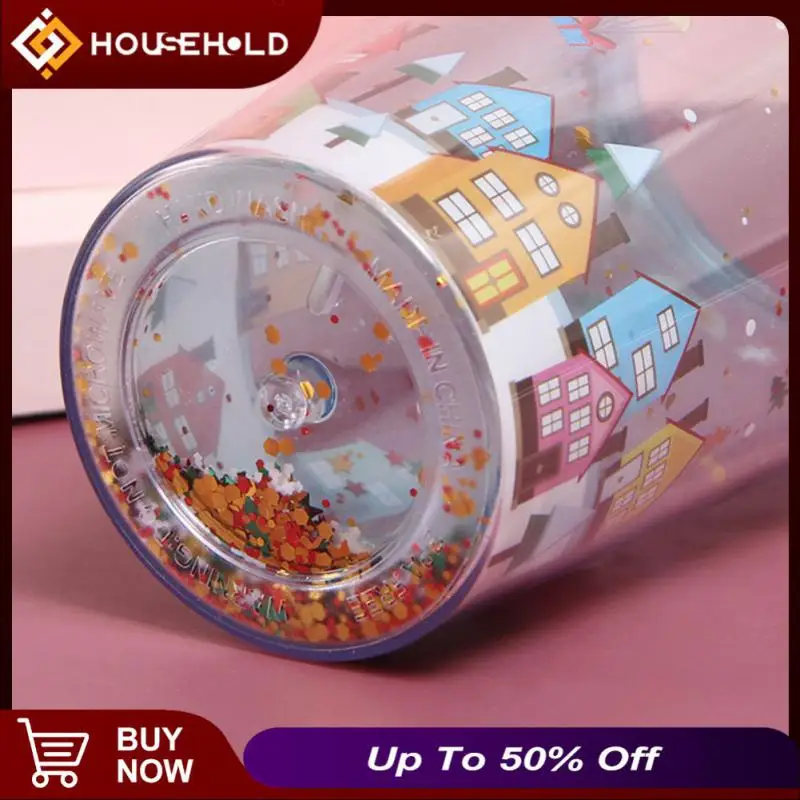 

2022 Micro Landscape Plastic Straw Cup Creative Glitter Christmas Gift Cups Drinkware Straw Cup Kitchen,Dining