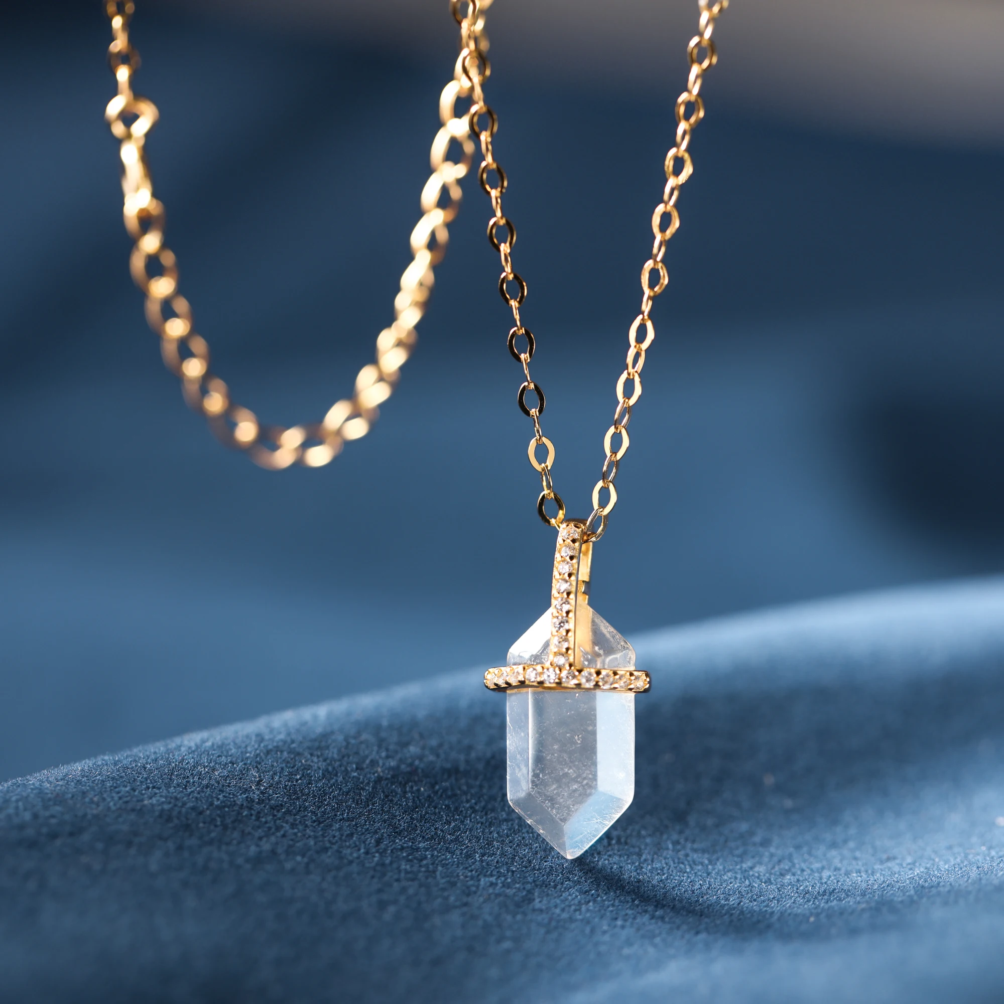 Лунный камень S925 стерлингового серебра кулон ожерелье для женщин граненый