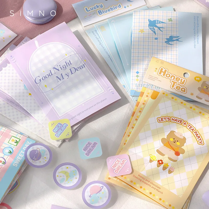 

MOHAMM 5 Sheets Fresh Letters Envelopes Set for Festival Message Gift Blessing Card Special Occasion Stationery