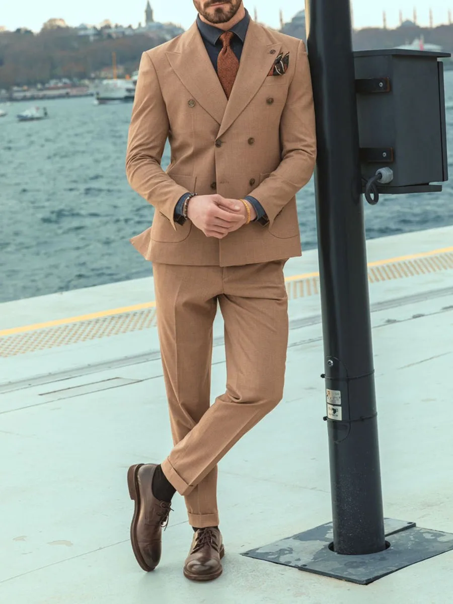 2023 Men's Suit 2 Pieces Double Breasted High-end Luxury Suit For Wedding Evening Dress Business Office Casual