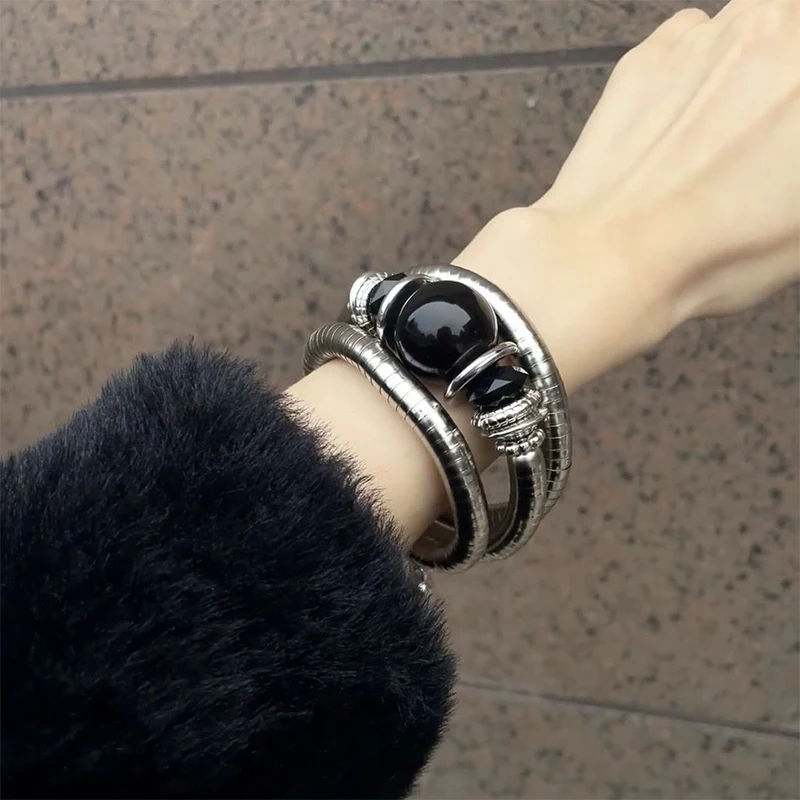 Новинка 2024 эластичный браслет из черного агата в ретро стиле мужские и женские