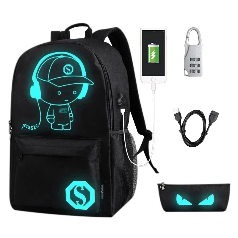 

USB Charge music luminous 2022 new unisex schoolbag For teenage teenagers backpack to school bag Student book bag for boys girls