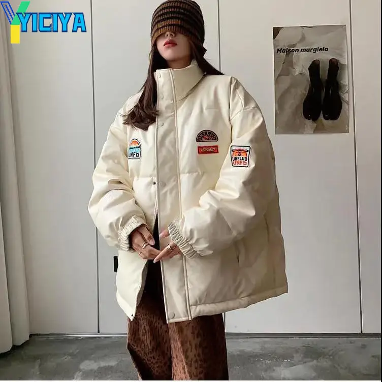 YICIYA Women's Winter Jackets 2023 New Streetwear Parka Casual Fashion Pockets Cotton Coat Female Clothing Warm Solid Parkas Y2k