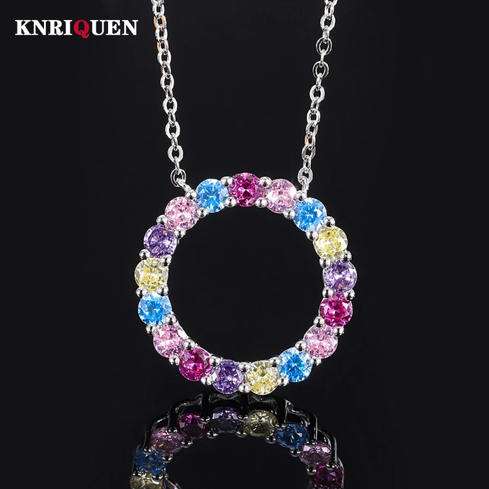 

Charms 100% 925 Real Silver 3.5mm Aquamarine Gemstone Pendant Necklace for Women Cocktail Party Fine Jewelry Gifts Accessories