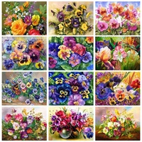 gatyztory modern painting by numbers frame handmade picture drawing colorful flowers diy crafts home decor gift for adults