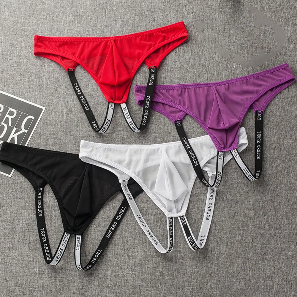 

Mens Jock Strap Mesh Breathable Open File Underwear Bottom Male Backless Bikini Pouch G-String Jockstrap Low Waist Briefs Thong