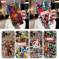 clear phone case for apple iphone 13 12 11 mini pro max xs x xr 7 8 6 6s plus se 3 2020 soft cover marvel comics avengers heros