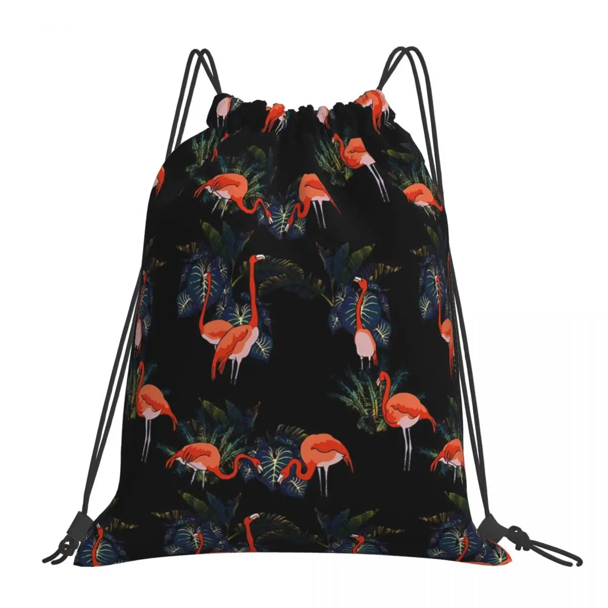 

Tropical Flamingos Backpacks Fashion Portable Drawstring Bags Drawstring Bundle Pocket Shoes Bag BookBag For Man Woman School