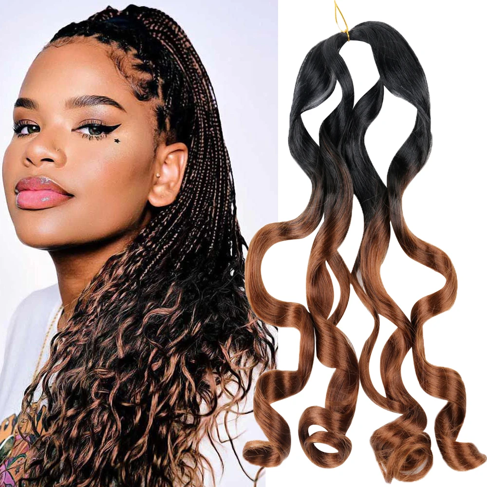 

Spiral Curls Synthetic Hair Loose Wave Crochet Braids Hair Pre Stretched Braiding Hair For Women Ombre Black Brown Blonde