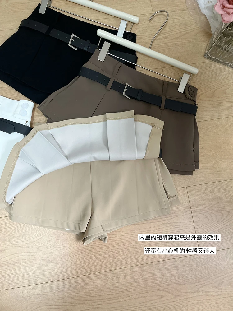 Женская мини-юбка с низкой талией корейская модная элегантная юбка поясом
