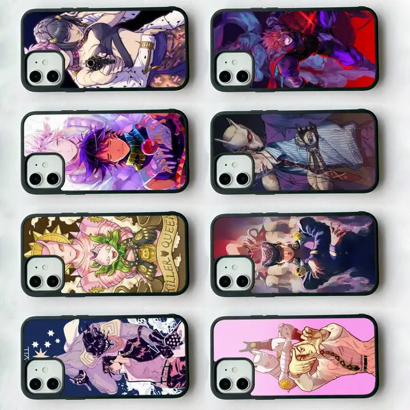 

TOPLBPCS JoJo's Bizarre Adventure Phone Case Silicone PC+TPU Case for iPhone 11 12 13 Pro Max 8 7 6 Plus X SE XR Hard Fundas