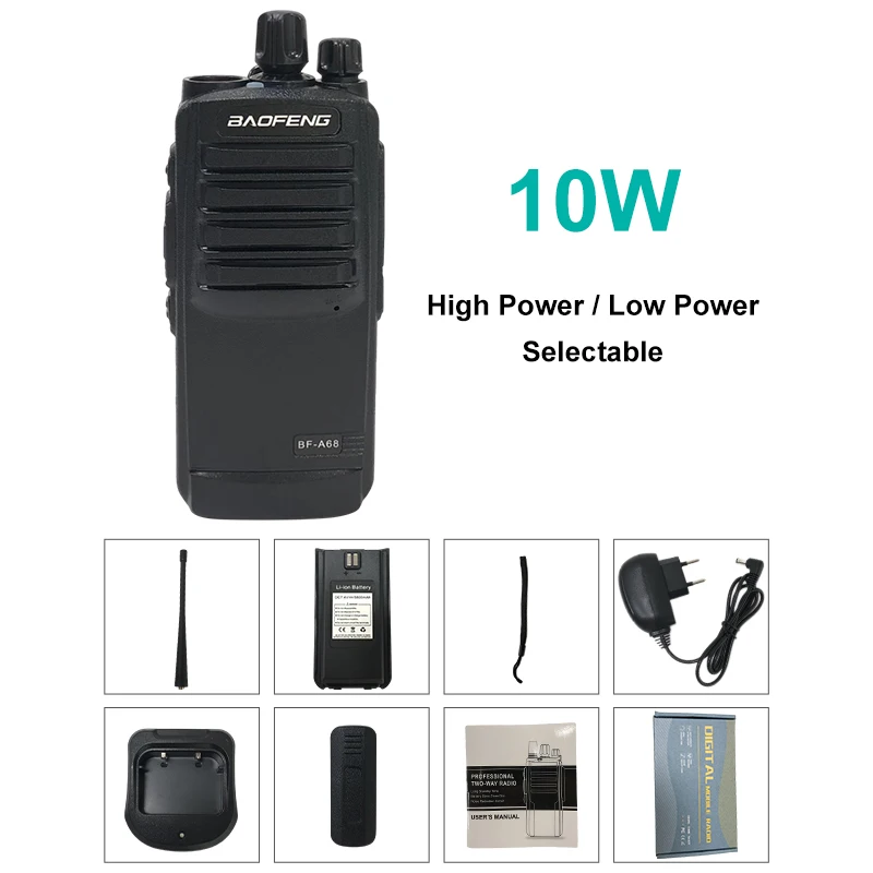 Baofeng BF-A68 Walkie Talkie Two-way Radio 10W UHF 400-470Mhz 16CH hf Transceiver Long Range Portable FM Radios BF-A68 Hunting