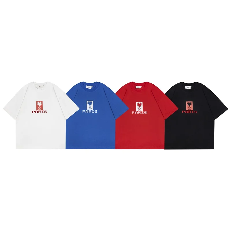 

2022 Summer Fashion Men's T-shirt Toothpick Embroidered Cotton Oversized Round Collar T-shirt South Korean Fashion Men Clothing