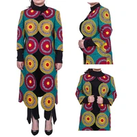 2022 african coats for women dashiki outwear with belt print casual wear wax cotton long sleeve open front ankara clothes fy100