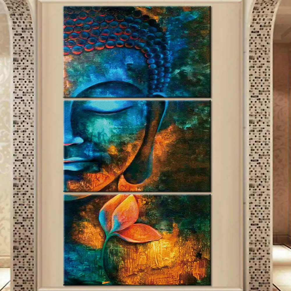 

Artsailing Zen Colourful Buddha Head Clubhouse Decoration Canvas Hotel Bedside Mural Homestay Self-cultivation Hanging Painting