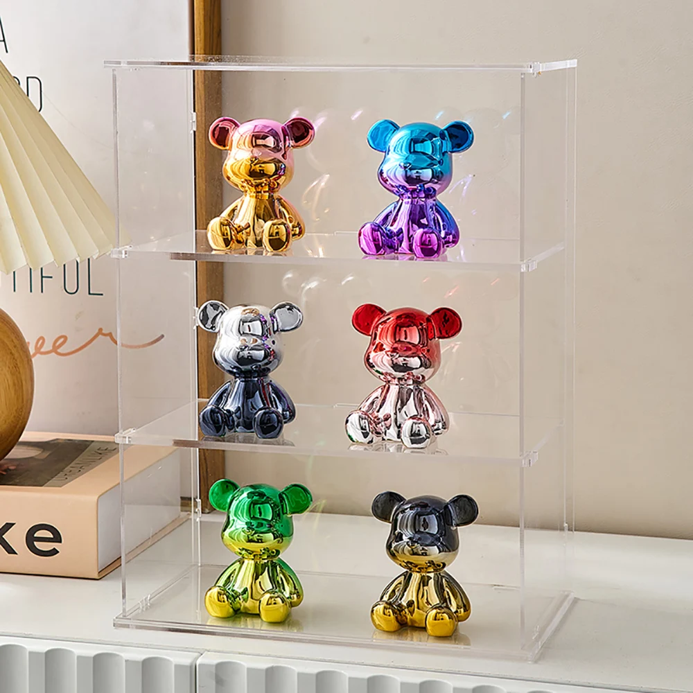 

Creative Cute Desktop Mini Bear Ornament Colorful Plating Gradient Car Miniature Figurines Desktop Decorative Accessories Gift