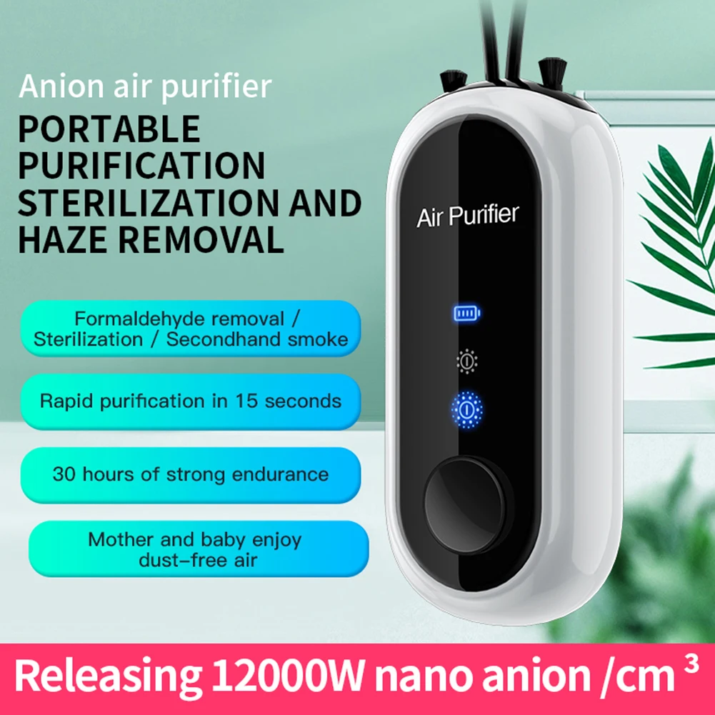 

Mini Air Purifier USB Personal Wearable Hanging Necklace Car Oxygen Bar Negative Ion Air Freshener Low Noise No Radiation Deodor