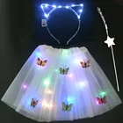 Костюм Феи-бабочки для девочек, юбка-пачка со светодиодной подсветкой, светящиеся кошачьи ушки, детский подарок на день рождения, свадьбу, косплей