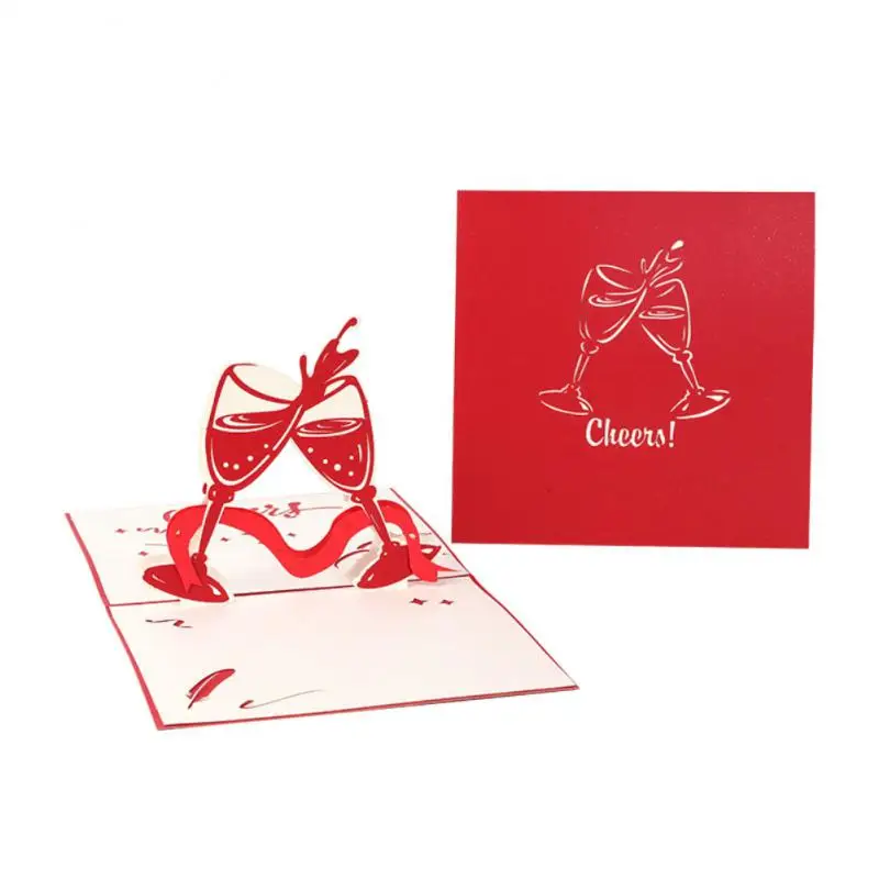 

Kids Gift Card 3d Paper Carving Birthday Card Red Wine Creative Three-dimensional Greeting Invitation Cards Handmade Postcard