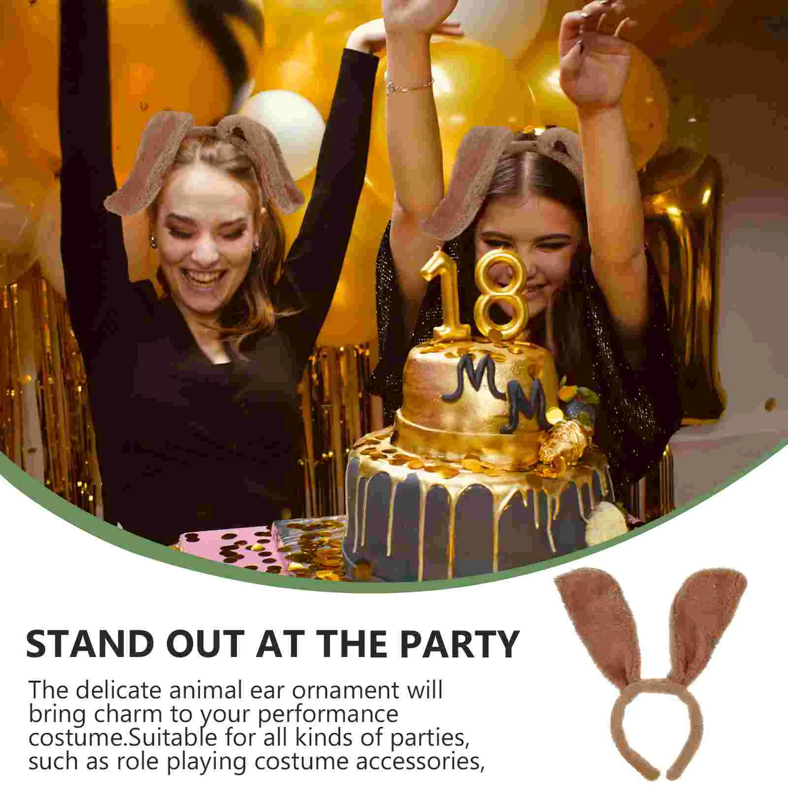 Повязка на голову с ушками животных коричневые гибкие собачьи уши муфты костюм