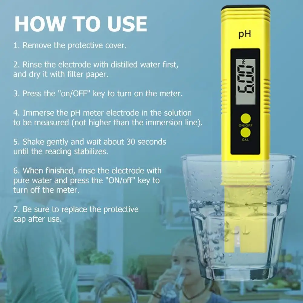 

PH Meter Tester Digital Water Quality Monitor Tester For Pools Drinking Water Aquariums Hydroponic Test Kit Y8D9