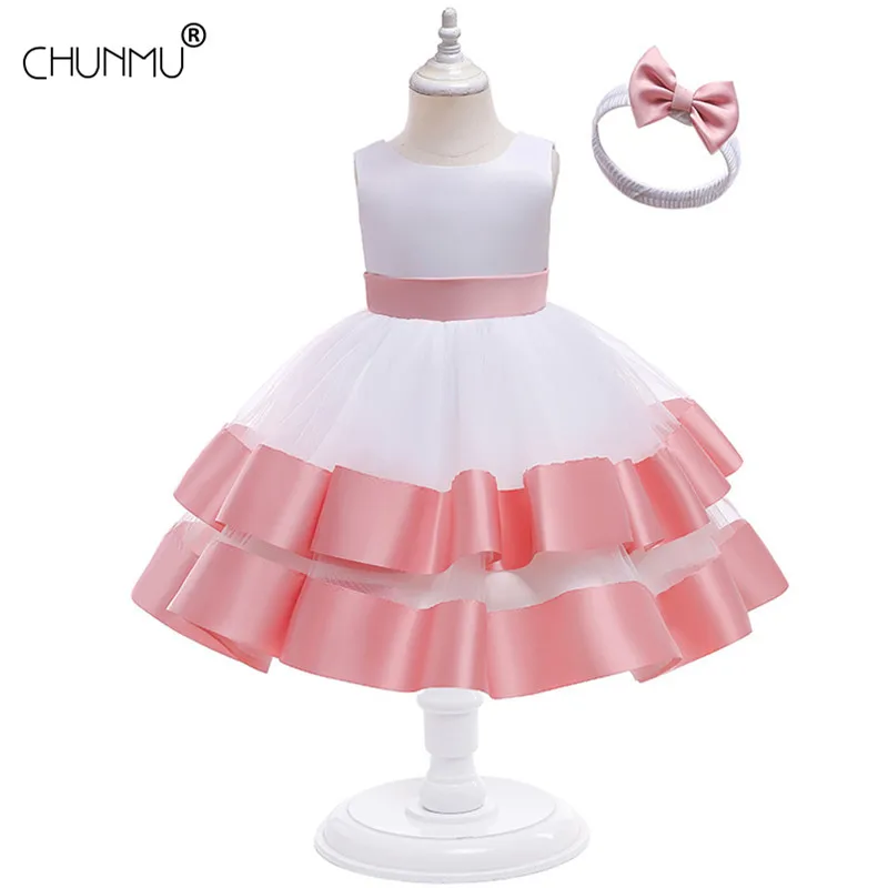 

Baby Girl Dress Flower Christening Gown 2021 Newborn Baby Girls 1st Years Birthday Vestido Bowknot Little Baby Tutu Dress