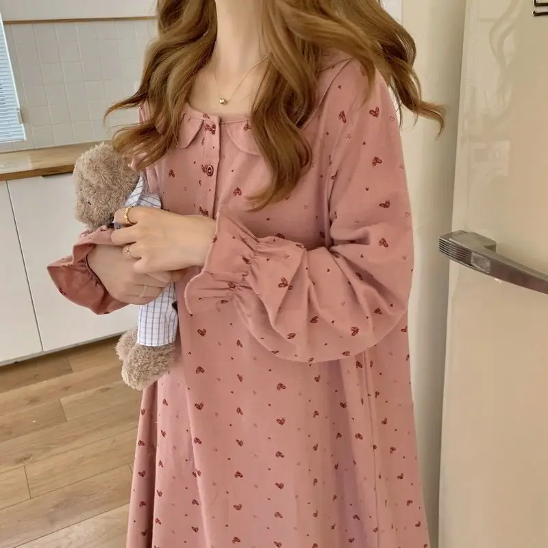 Yasuk Summer Fashion Women's Casual Lovely Long Nightdress Nightgown Pajamas Set Sweet Girl Strawberry Simple Soft