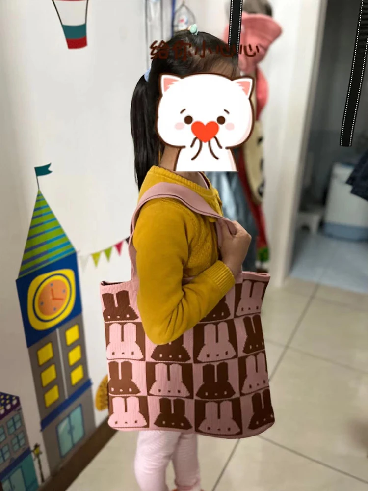 Casual Cute Rabbit 2023 New in Shoulder Wool Knitting Handbag Luxury Designer Brand Crossbody Bags for Women High Quality Purse