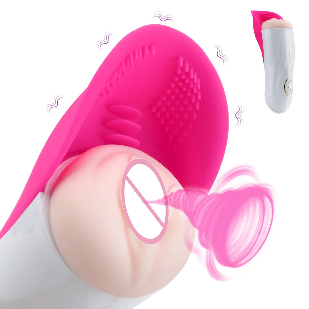 Male Masturbation Cup Penis Training Glans Stimulate Massager Aircraft Cup Artificial Vagina Tongue Licking Sucking Vibrator