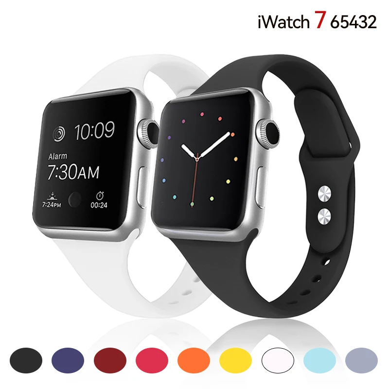 

Slim Band for Apple Watch Strap 40mm 42mm 38mm 44mm Silicone Wrsitband Smartwatch Correa Bracelet IWatch 7 6 4 3 Se 5 45mm 41mm