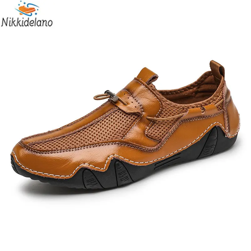 

Outdoor Men Casual Shoes Fashion Designer Men Sneakers Handmade Breathable Mesh Shoes Men Luxury Brand Boat Shoes Plus Size
