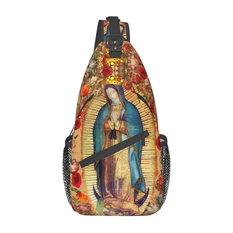 

Повседневный Рюкзак-слинг с изображением Богородицы Девы Марии, рюкзак-слинг, католическая Мексиканская декорация, для путешествий, езды на велосипеде