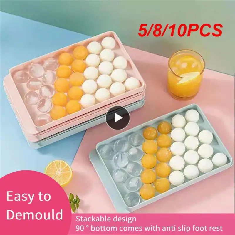 

5/8/10PCS Reusable Ice Mould Stackable Design Durable Ice Cream Mold Non-toxic Large Capacity Square Silicone Ice Tray