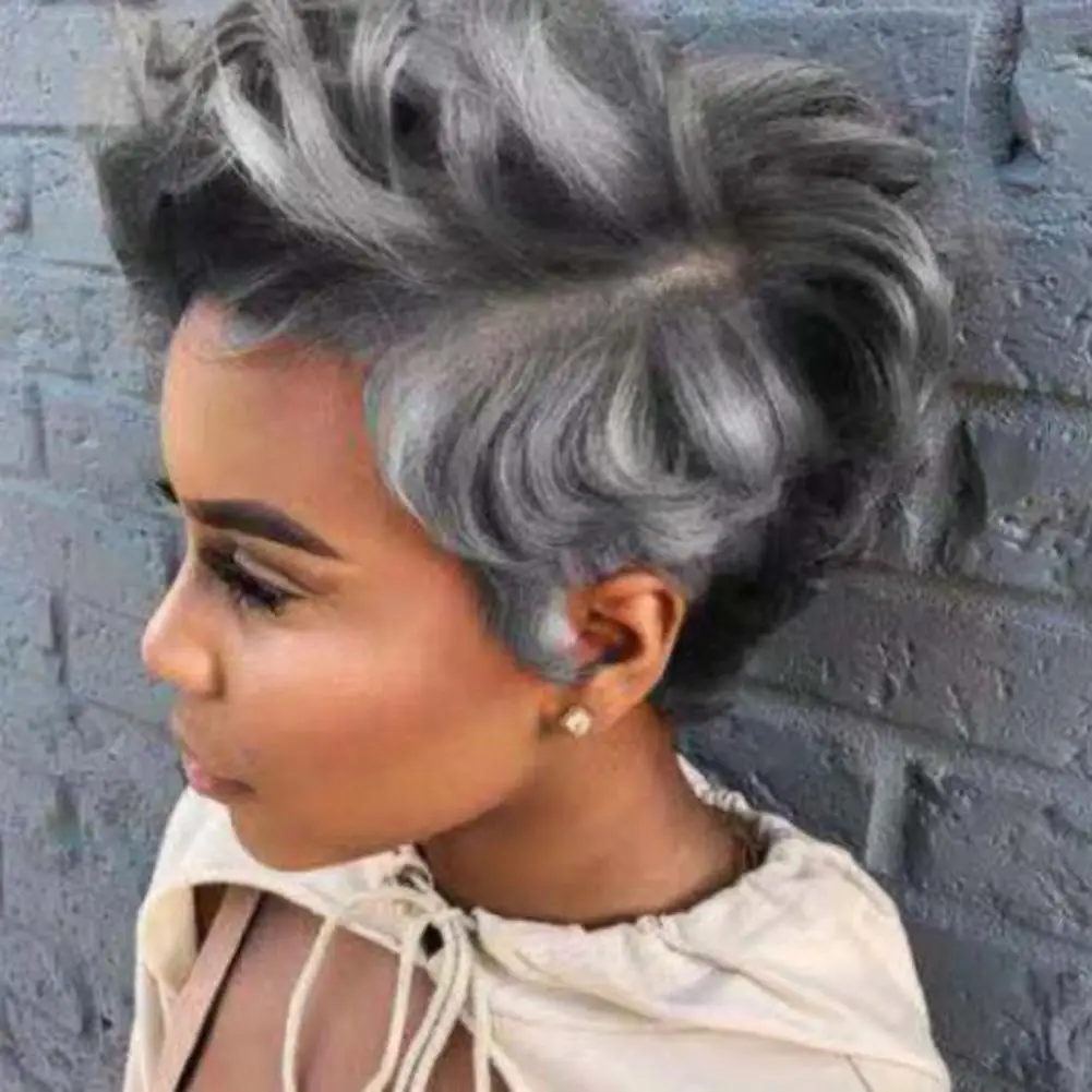 

Colorful Decorative Pixie T Part Brazilian Bob Wigs Lightweight Female Wig Breathable for Party
