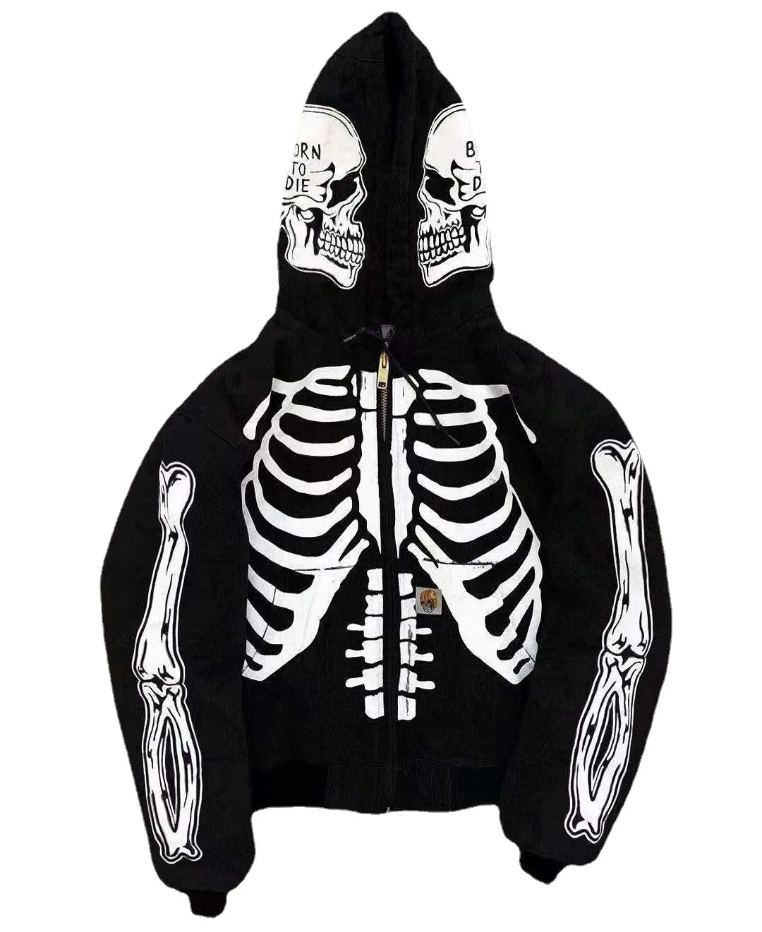 

2022 Newest Men's Spring and Autumn Skull Printed Hooded Sweater with Zipper Men Cardigan Skeleton Hoodie Streetwear Men
