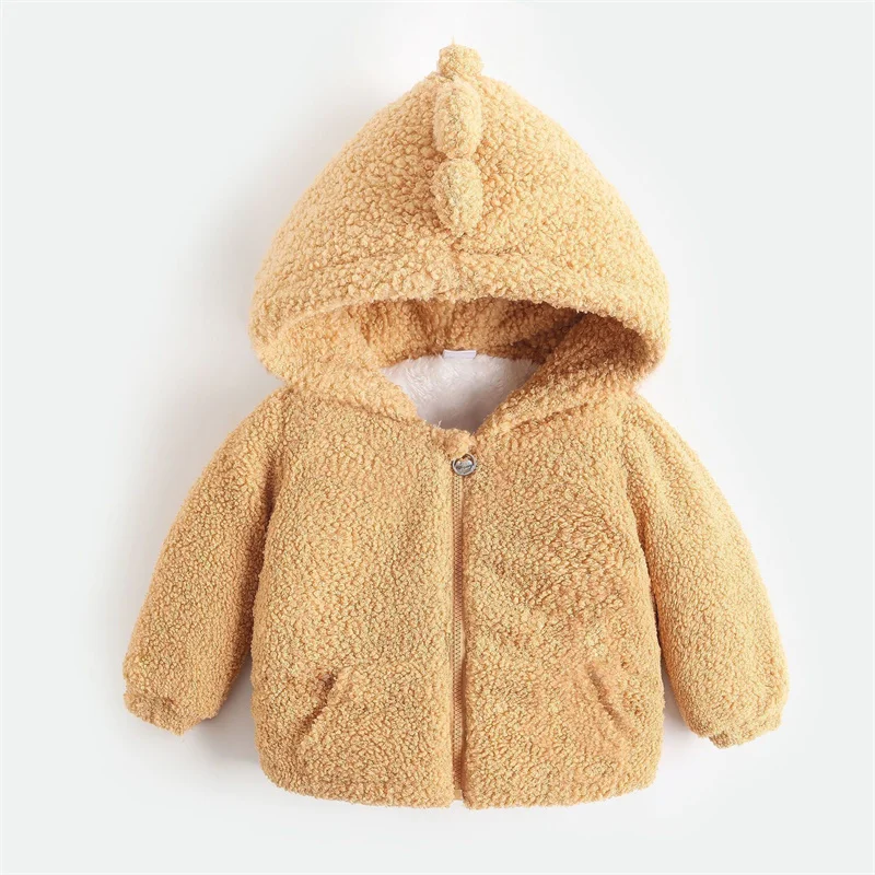 

Новинка 2022, детская одежда, плюшевая верхняя одежда с капюшоном, зимнее плотное теплое ветрозащитное флисовое пальто с начесом для мальчико...