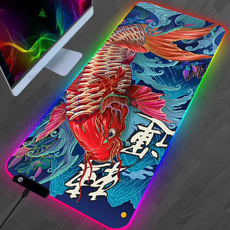 

RGB коврик для мыши с тигром, скоростной коврик для мыши, геймерский игровой коврик с подсветкой Xxl, аксессуары для компьютера, Ларго, аниме, ко...