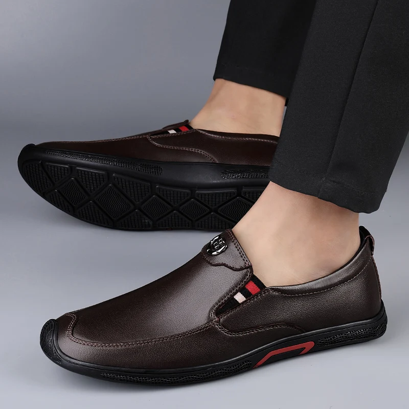 

Genuine Leather mens Loafers High-end handmade Men Casual shoes Luxury slip-on Moccasins Fashioin soft Comfortable Driving Shoes