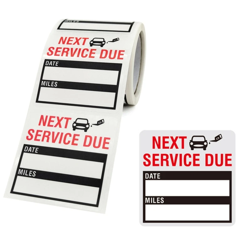 

Oil Change Stickers 120 Pcs 2x2" Service Black Stickers Waterproof 1 Roll Next Service Due Reminder for Windshield