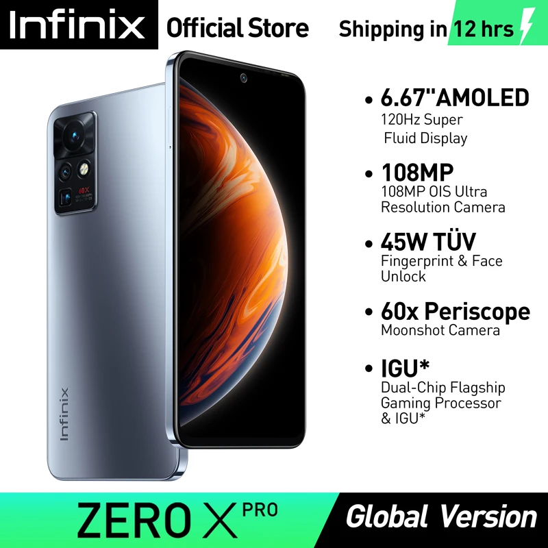 infinix ZERO X PRO 8GB/128GB Smartphone Helio G95 6.67 FHD+ AMOLED 120Hz Display 108MP Camera Mobile Phone
