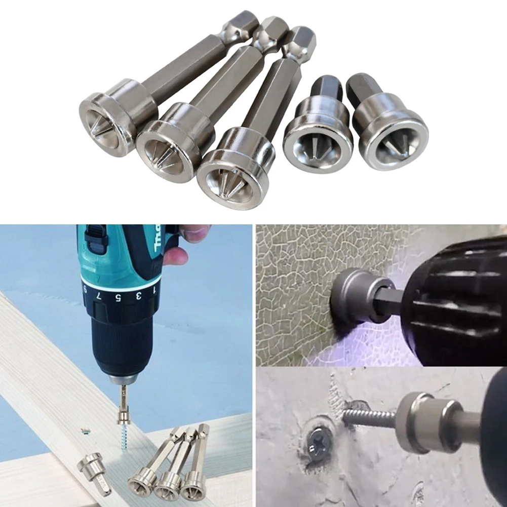 

5/10pc Magnetic Positioning Screwdriver Bits Head 25/50mm Woodworking Screw Hex Shank Drywall Steel Bits Drilling Bits Tools