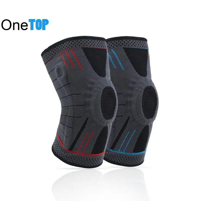 1pc Knee Pad Silicone Spring Knee Pads Basketball Running Compression Knee Brace Sleeve Sports Fitness Support Knee Protector