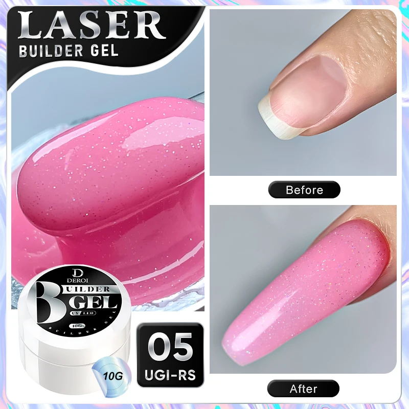 DEROI 10 мл Блестящий розовый твердый желеобразный лак для ногтей УФ-конструкция